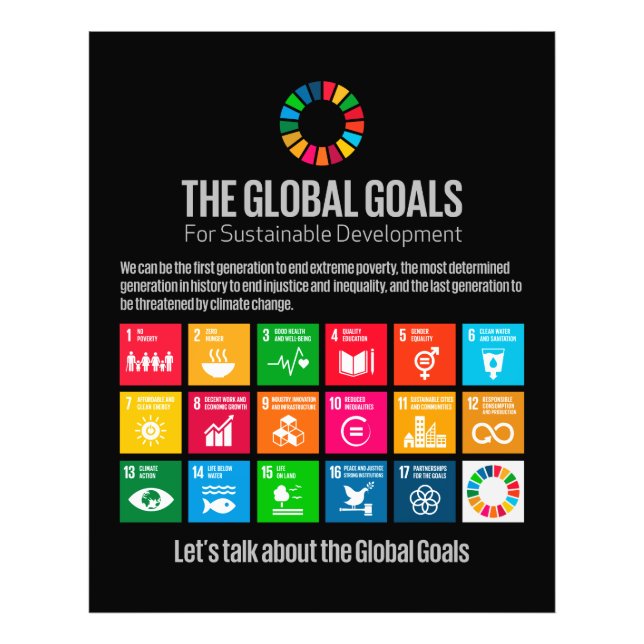 FN:s globala mål SDG 2030 - Utöka fotoutskrift Fototryck (Framsidan)