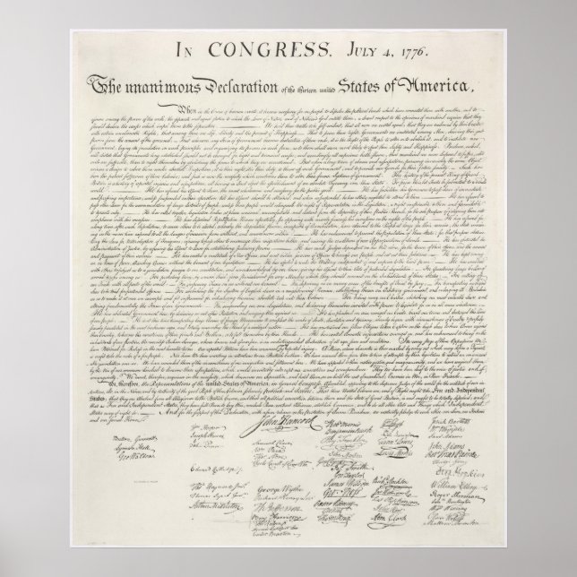FN:s självständighetsförklaring från Stater 1776 Poster (Framsidan)