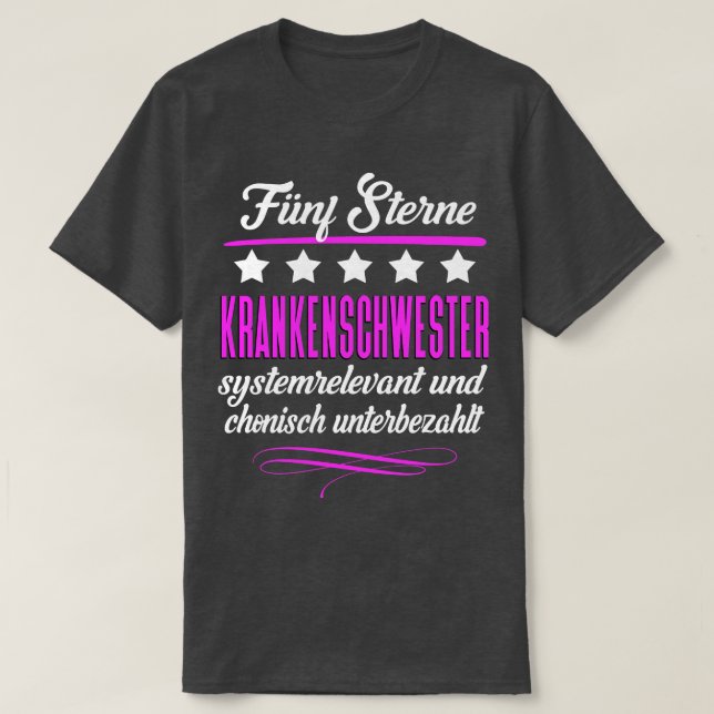 Fnf Sterne Krankenschwester T Shirt (Design framsida)