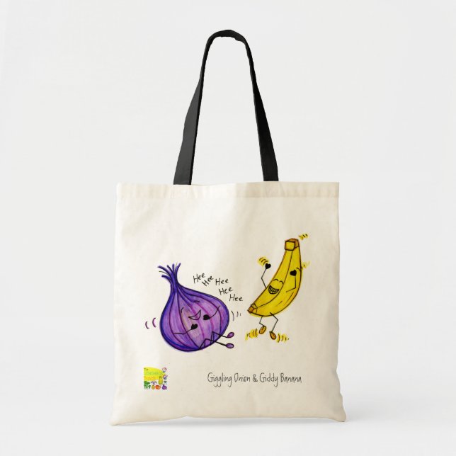 Fnissa löken och den snurriga bananen hänga lös tygkasse (Framsidan)