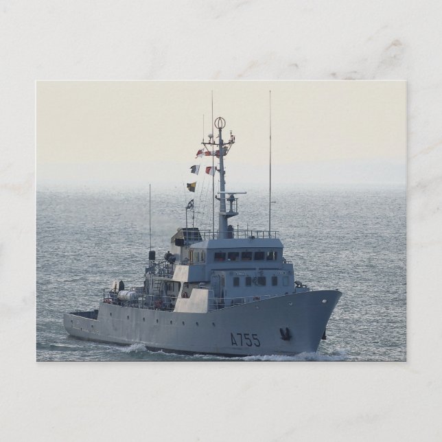 FNS Lejon", Fransk minesweeper, närmar sig Portsmo Vykort (Framsida)