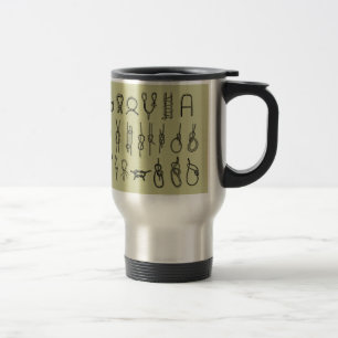 Fnurror som hitching, ties, roddtravel mug resemugg