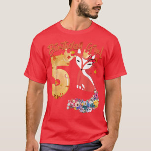 Fo Djur älskare 5:e födelsedagstjejen i dag 5 år T Shirt