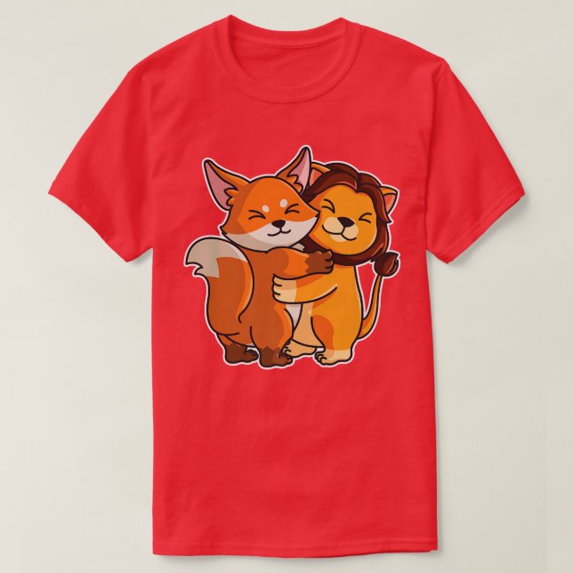 Fo & Lejon Hug Kawaii Cute Animals for Women Cuddl T Shirt (Design framsida)