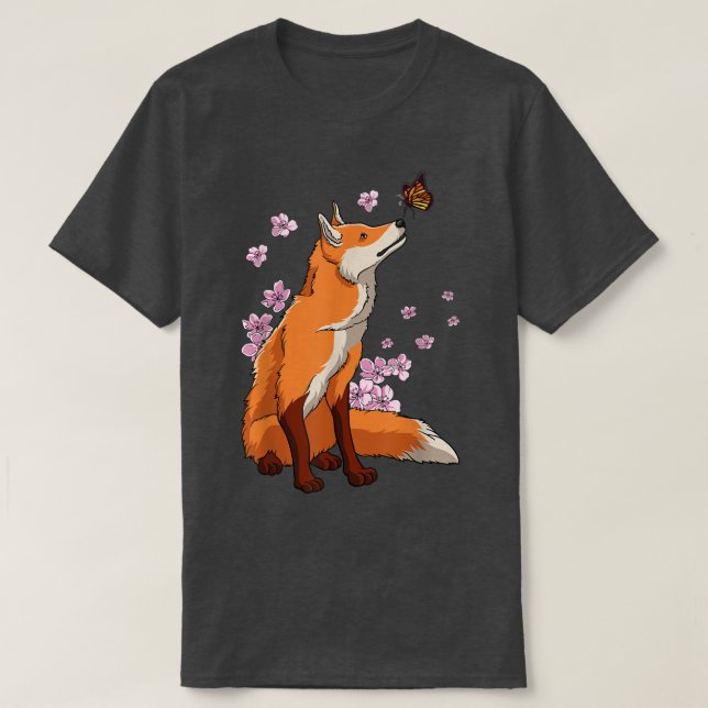 Fo Med Butterfly Japansk Sakura Cherry Blommar T Shirt (Design framsida)