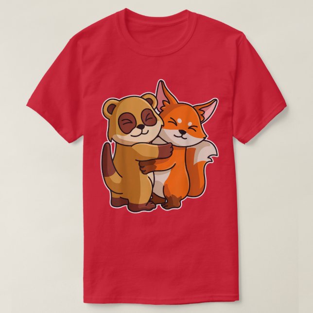 Fo & Meerkat Hug Kawaii Cute Animals For Women Cud T Shirt (Design framsida)