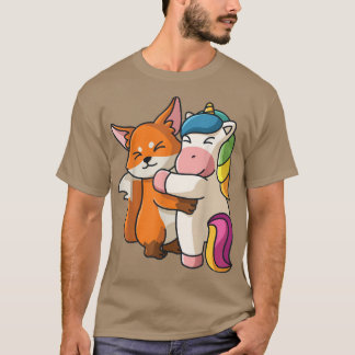 Fo och Unicorn Hugger Cute Kawaii Animal Lover Wo T Shirt