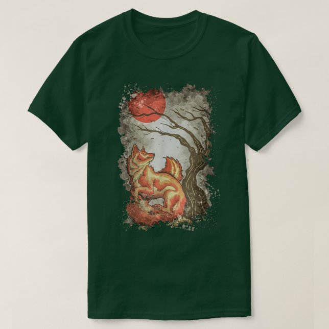 Fo Vacker djur Träd Måne Nature Älskare 1356 T Shirt (Design framsida)