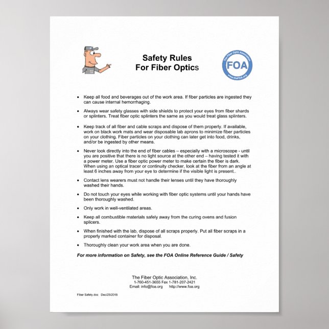 FOA Safety Regler for Fibre Optics, Small Poster (Framsidan)