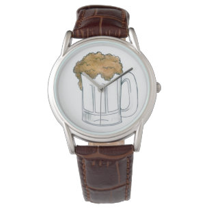 Foamy Beer Mugg Stein Ale Pub Drinking Watch Armbandsur