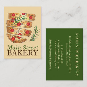 Focaccia Bread Breadaking italiensk bakerif Chef Visitkort