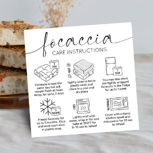 Focaccia Bread Care Guide Minimal Logotyp Bakery Fyrkantigt Visitkort