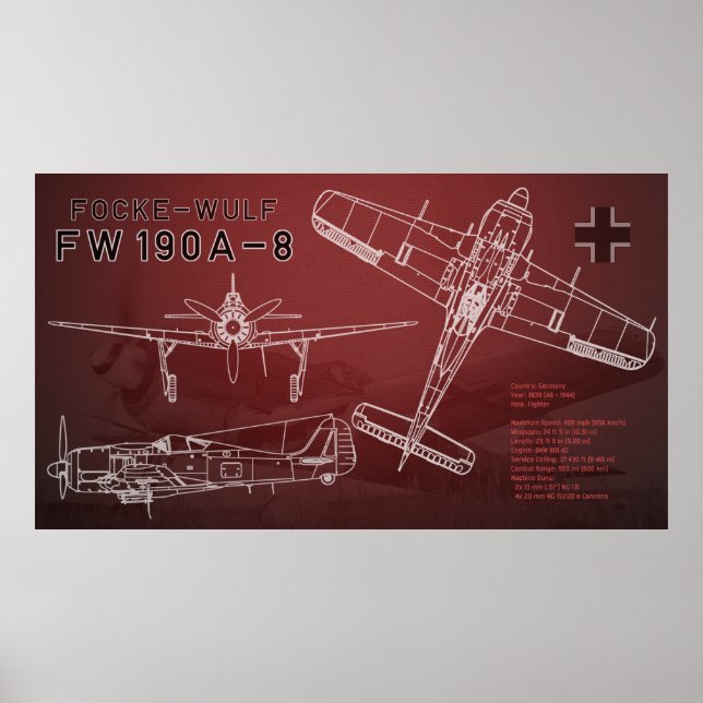Focke-Wulf Fw 190 Blueprint Poster (Framsidan)