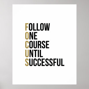 Focus Acronym inspiration Black guld typography Poster