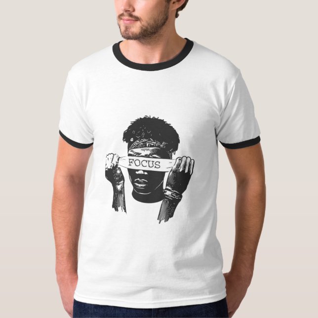 Focus Blindfold Motivational Street Art Illustrati T Shirt (Framsida)