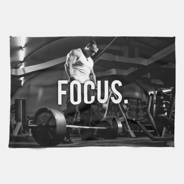 FOCUS - "Body byggnad" Workout Motivational Kökshandduk (Horisontell)