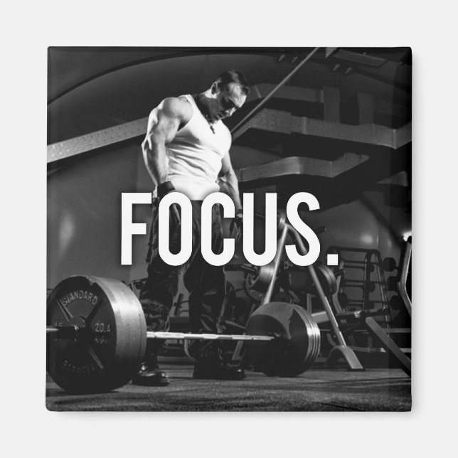 FOCUS - "Body byggnad" Workout Motivational Magnet (Framsidan)