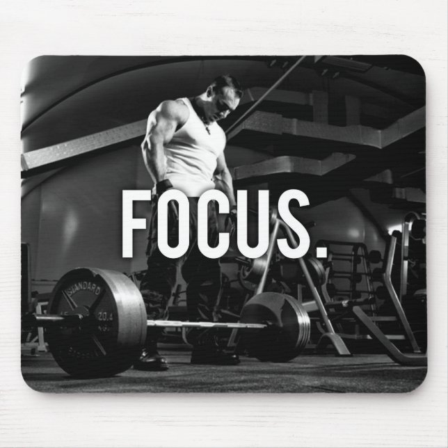 FOCUS - "Body byggnad" Workout Motivational Musmatta (Framsidan)