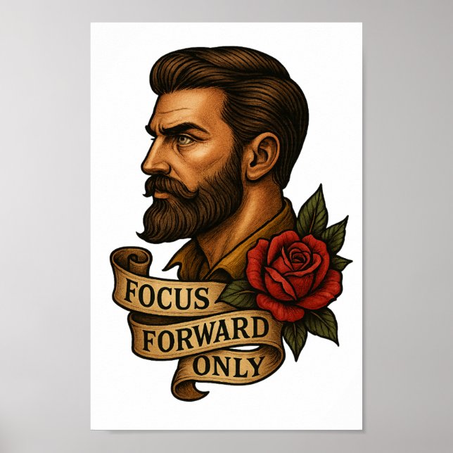 Focus Forward Tattoo Stil Clipart PNG Poster (Framsidan)