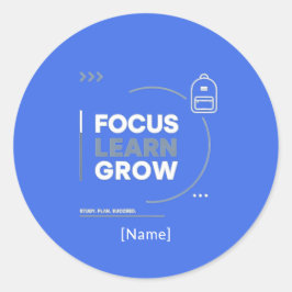 Focus Learn Grow / Motivación y Éxito Escolar Runt Klistermärke