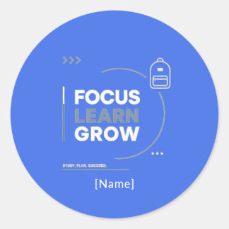 Focus Learn Grow / Motivación y Éxito Escolar Runt Klistermärke