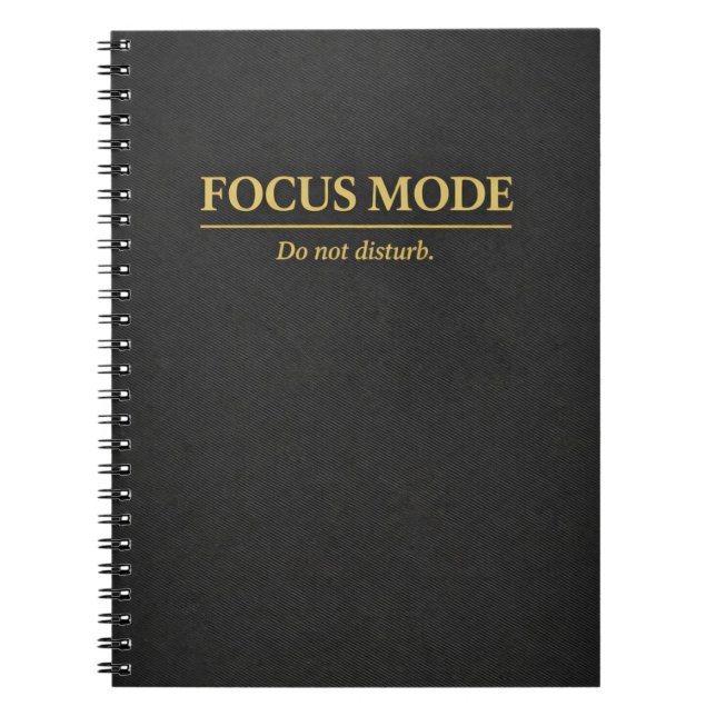 Focus Mode - Black Gold Work Study Journal Anteckningsbok (Framsidan)
