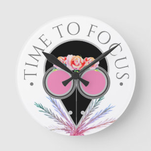 Focus Reminder Plague Doktor Rosa Blommigt Mask Rund Klocka