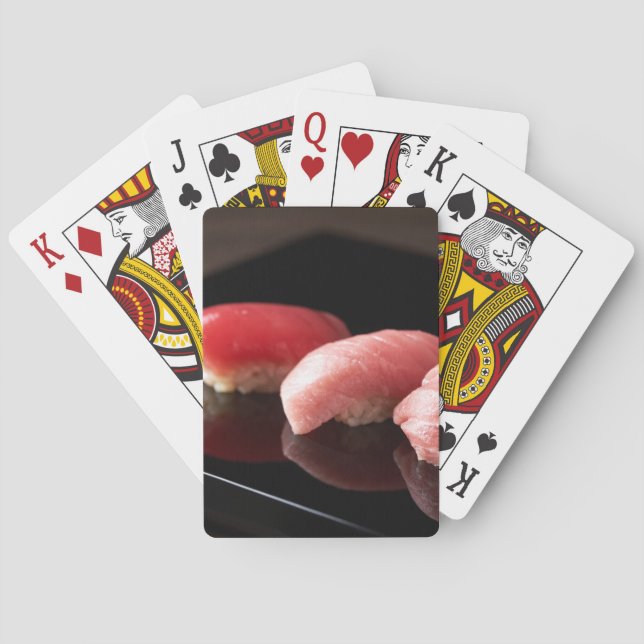 Focused Tuna Trio on Glossy Black Casinokort (Baksidan)