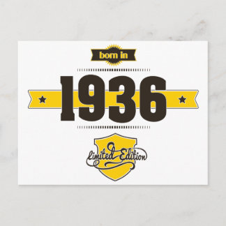 Född 1936 (choklad&gult) vykort