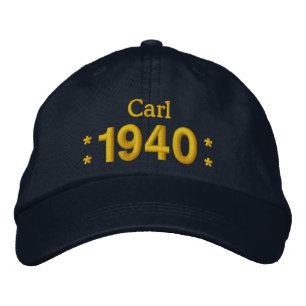 Född 1940 eller valfritt år 75:e födelsedag W01B N Broderad Keps