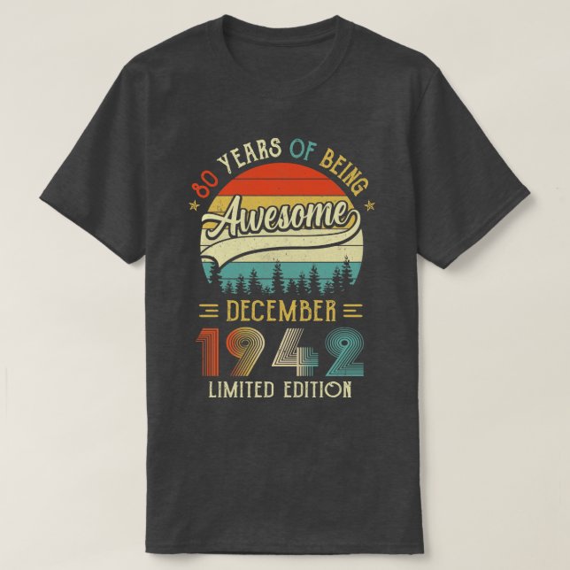 Född 1942 80:e födelsedagen 1942 80 år t shirt (Design framsida)