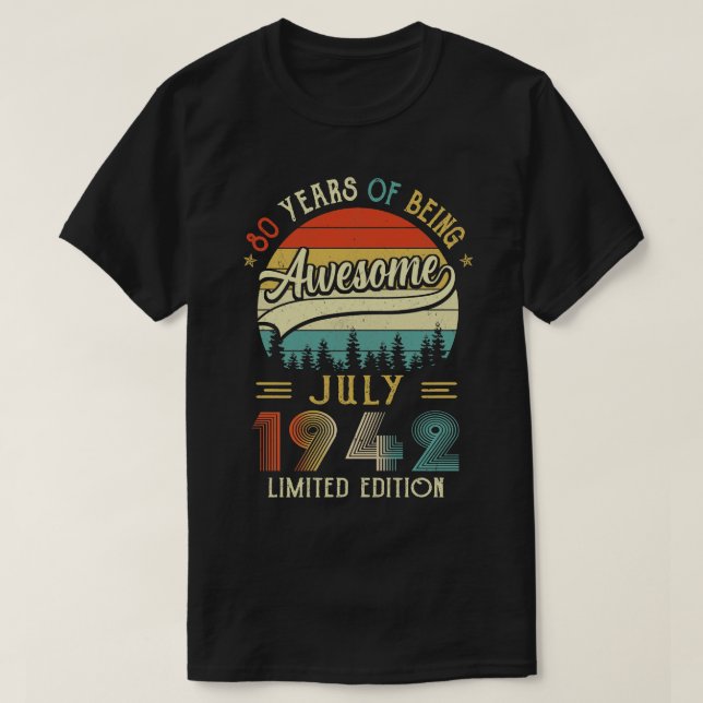 Född 1942 80:e födelsedagen 1942 80 år t shirt (Design framsida)