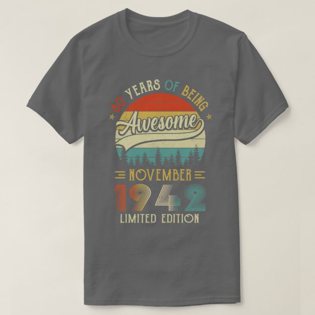 Född 1942 80:e födelsedagen 1942 80 år t shirt (Design framsida)