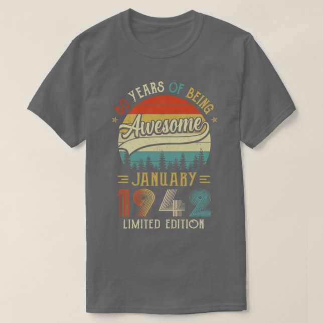 Född 1942 80:e födelsedagen 1942 80 år t shirt (Design framsida)
