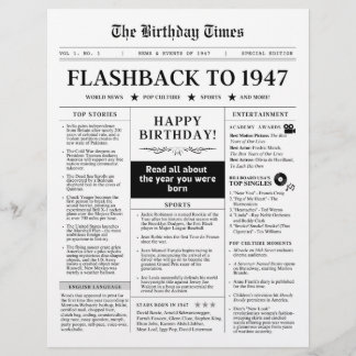 Född 1947 Mock Tidning Svart och Vitt