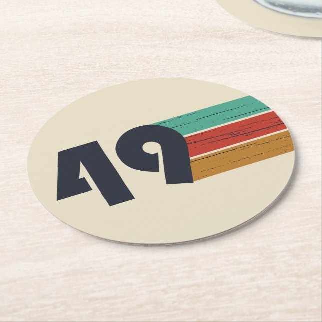 född 1949, vintagens födelsedag underlägg papper rund (Vinklad)