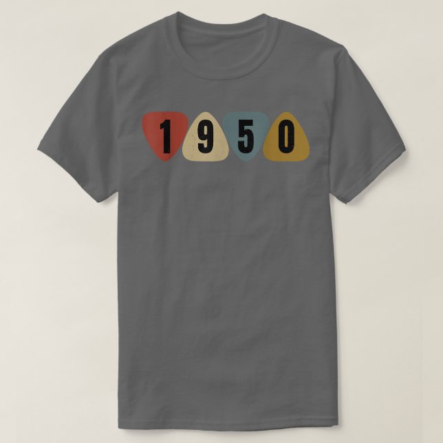 Född 1950 i Guitarist Gitarr Plektrum Music Birthd T Shirt (Design framsida)