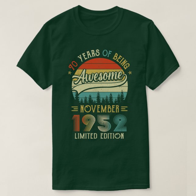 Född 1952 70:e födelsedagen 1952 70 år t shirt (Design framsida)