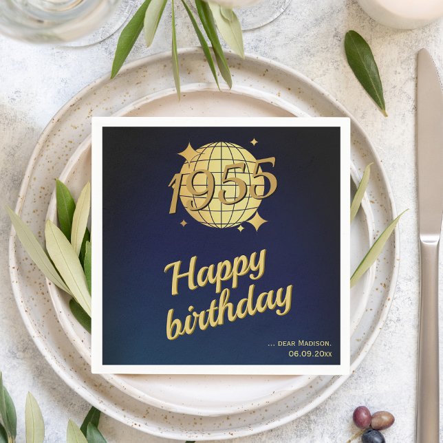 Född 1955 70-årsdagen guld festive napkin pappersservett (Skapare uppladdad)