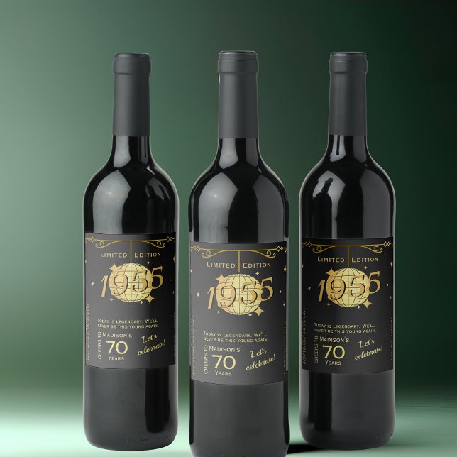 Född 1955 70-årsfest elegant vin Etikett (Skapare uppladdad)