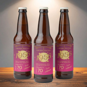 Född 1956 60-årsfest rosa öllabel ölflaska etikett