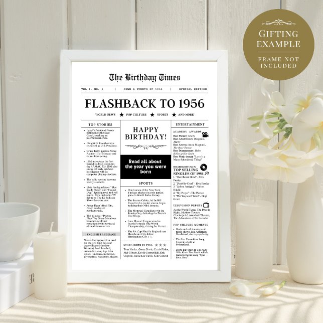 Född 1956 Roligt Black and White Newspaper (Skapare uppladdad)