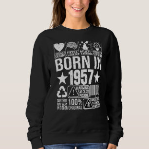 Född 1957 Innehåll Varningsetikett Barcode Birthda T Shirt