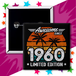 Född 1960 Begränsada utgåvan Retro Fantastisk seda Knapp