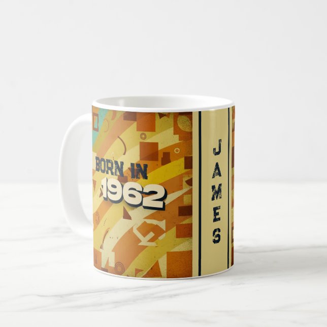 Född 1962 Namn Mugg - 60-talets Retro Geometric De (Framsida vänster)
