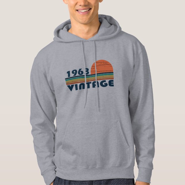 Född 1963 födelsedagspresent hoodie (Framsida)