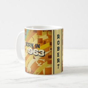 Född 1963 Namn Mugg - 60-talets retro Geometric De