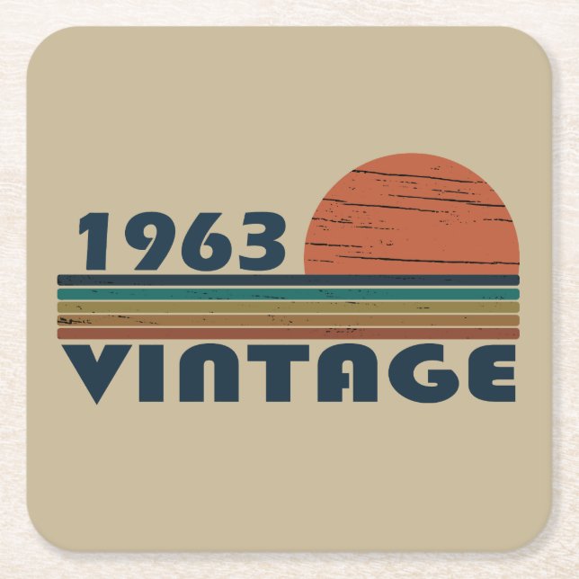 Född 1963 vintagens födelsedag underlägg papper kvadrat (Framsidan)