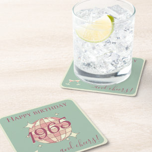Född 1965, 60-årsdagen av cocktail party underlägg papper kvadrat