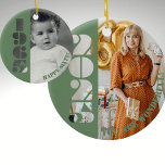 Född 1965, 60-årsgåva Ornament<br><div class="desc">Den här vackra prydnaden gör en underbar 60-årsdag för dem som föddes 1965. Du kan lägga till ett gammalt foto från baby på ena sidan och ett nytaget foto på den andra. Det finns också utrymme för att lägga till text eller ett meddelande på varje sida.</div>